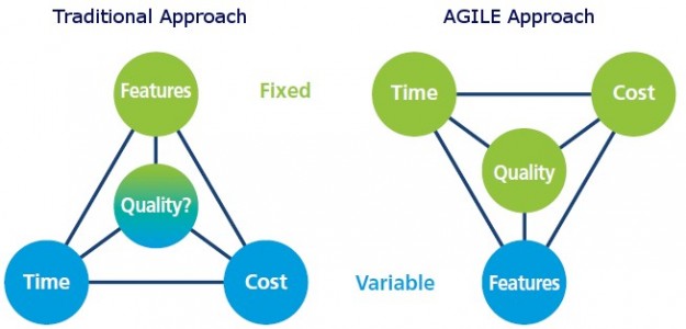 A schematic representation of the traditional and Agile process