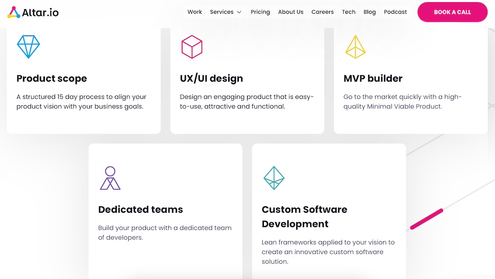 Altar.io main page with a navigation menu | DevTeam.Space