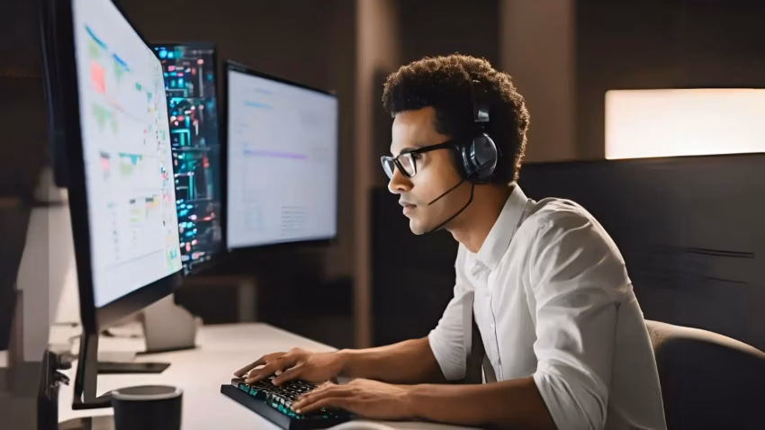 A developer in office building AI agent