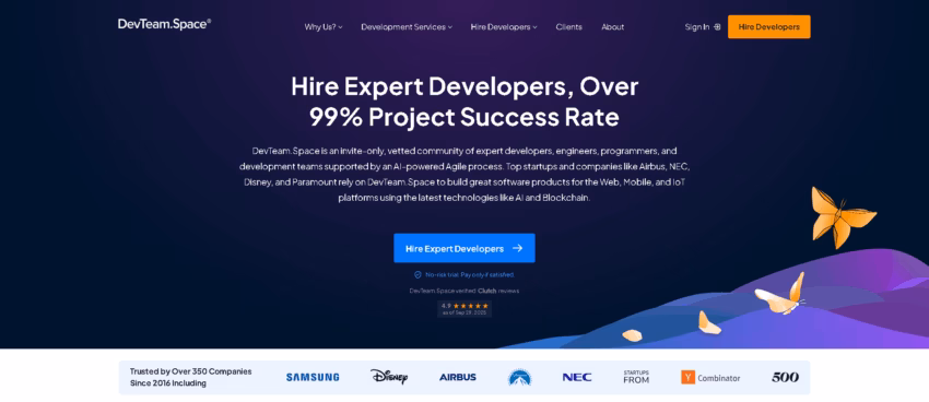 DevTeam.space homepage screenshot