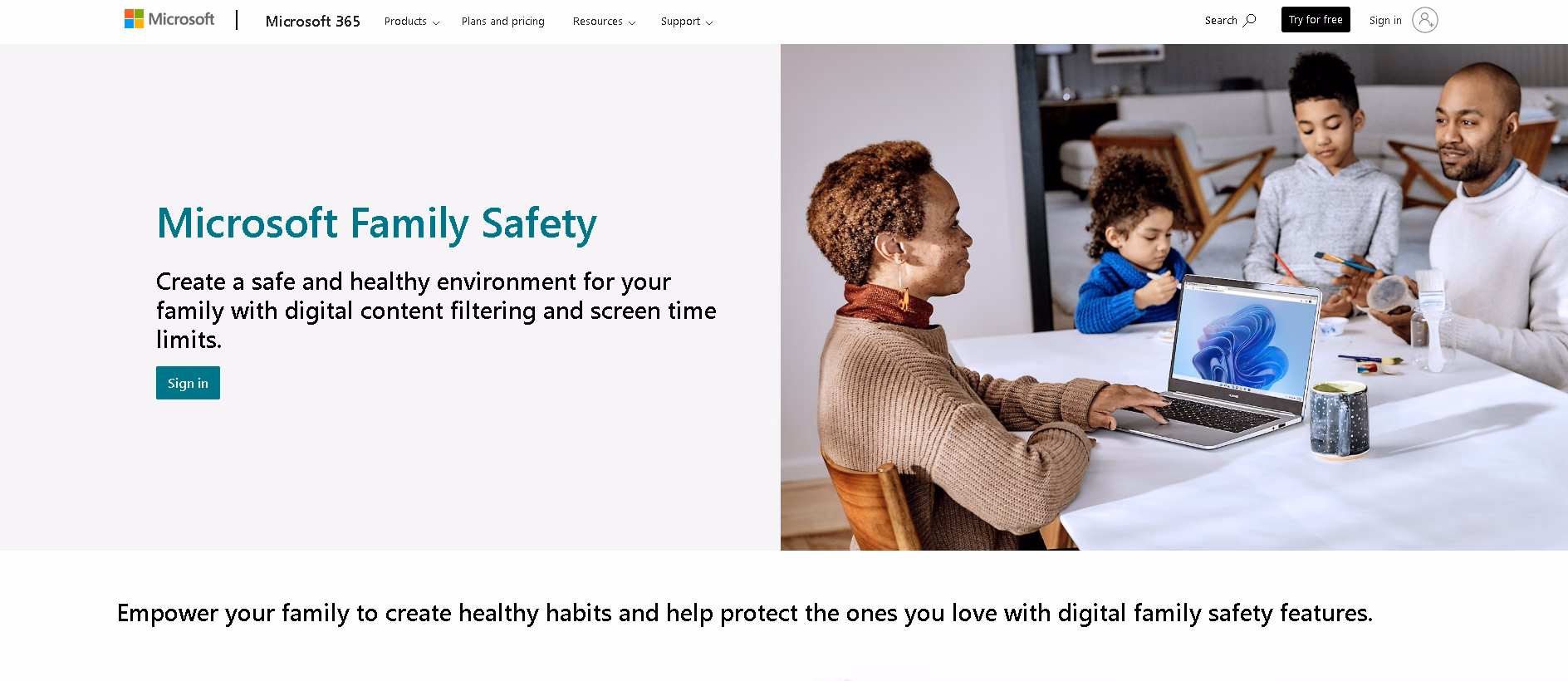 microsoft family safety homepage
