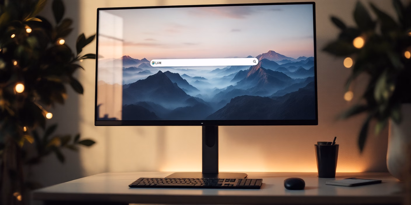 A monitor with an LLM search box. Image from Freepik