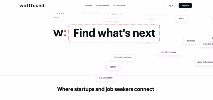 Wellfound homepage