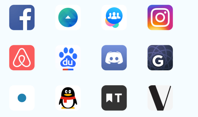 Logos of apps that use React Native 