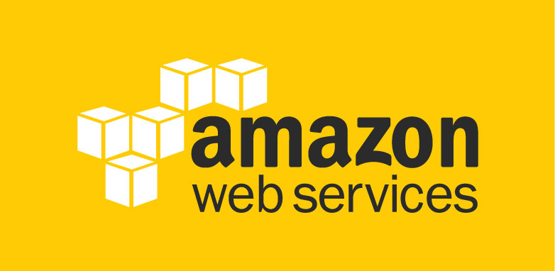 A logo of Amazon Web Services on a yellow background 