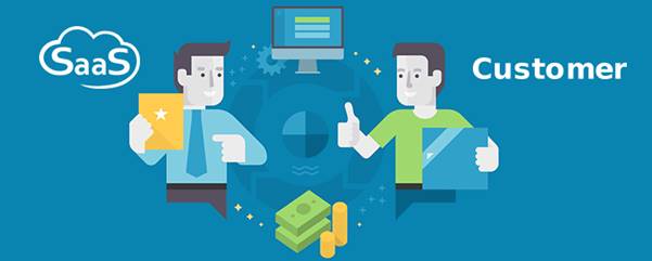 An illustration showing a satisfied SaaS customer
