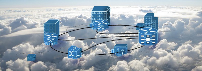 An illustration of interconnected buildings