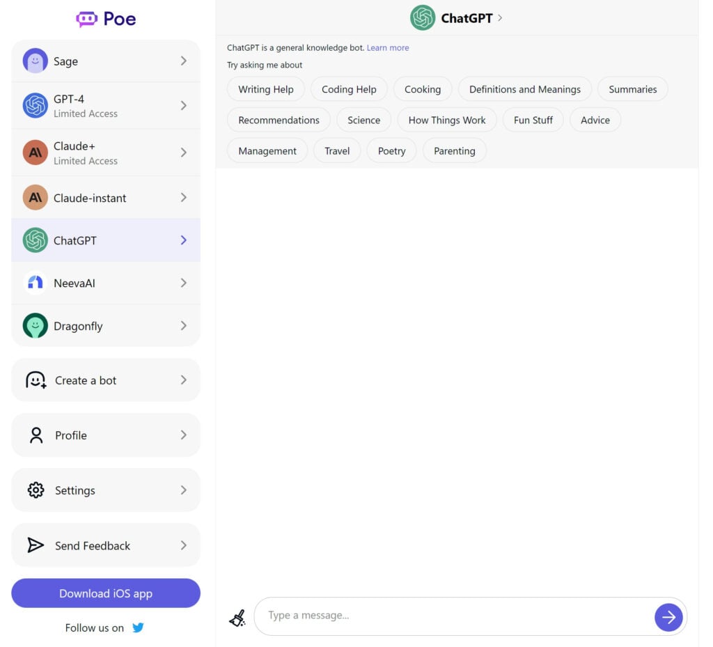 Poe chatgpt alternative tool
